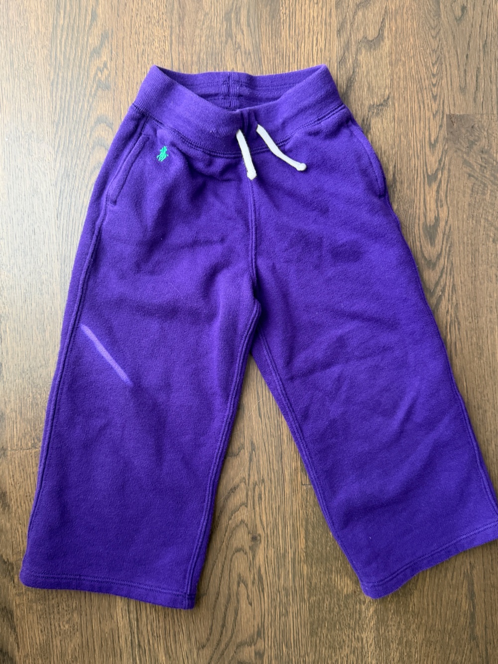 Polo by Ralph Lauren Purple Fleece Kids Sweatpants with White Drawstring